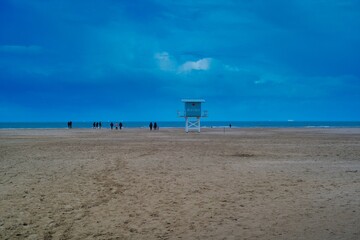 Fototapete - The beautiful beach in Deauville, Normandy, France is famous for famous for filmmakers and one of the largest in France.