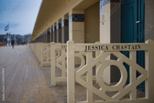 Cuadros en Lienzo The beautiful beach in Deauville, Normandy, France is famous for famous for filmmakers and one of the largest in France