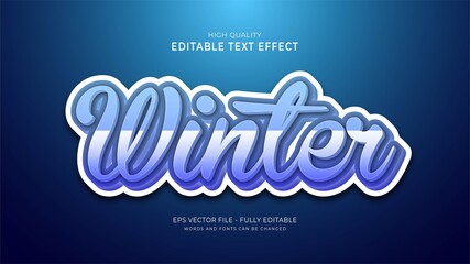 Wall Mural - editable 3d winter font style effect