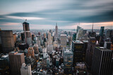 Fototapeta  - New York City skyline on a gloomy cloudy rainy day with clouds