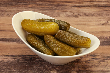 Pickled cucumbers in the plate