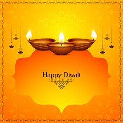 Happy Diwali festival brigth yellow background