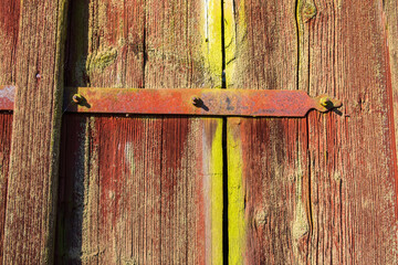 Sticker - Hinges on an old red wooden door