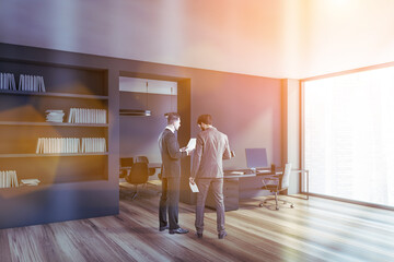 Canvas Print - Two men in gray CEO office