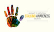 Vector illustration on the theme of National Stalking awareness month observed each year during January.