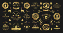 Christmas And Happy New Year Wishes Labels And Badges Set Vector Illustration