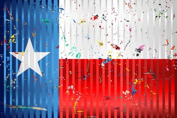 Wall Mural - Texas flag with color stains - Illustration, 
Three dimensional flag of Texas