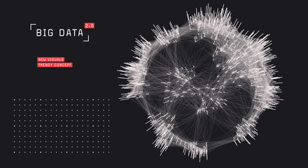 Global connected network. Complex big data visualization. Cluster analysis background. Information spreading concept. Communication network with nodes of users.