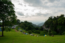 Tourists Camping Sri Nan National Park Doi Samer Dao Nan Province Thailand On October 11,2020