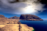 Fototapeta Morze - Alien Planet. Mountain and lake. 3D rendering