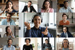 © fizkes - Head shot screen view diverse colleagues employees working online, making video call, engaged in conference, business people brainstorming, negotiating, using webcam and social media platform