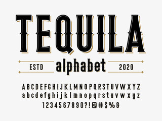 Wall Mural - vintage styled alphabet design with uppercase, lowercase, numbers and symbols