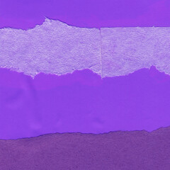 Blue and violet torn paper collage close-up. Texture made from various paper and cardboard parts. Damaged old paper background. Vintage blank wallpaper. Material design backdrop.