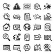 © blankstock - Search icons. Photo indexation, Artificial intelligence, Car rental icons. Airplane flights, Web search engine, Analytics. Find photo, checklist document, artificial intelligence eye. Vector