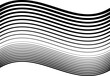 Wavy, waving and undulating, billowy horizontal lines, stripes abstract design element, black and white, monochrome background, pattern and texture