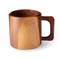 Wall Mural - Brown Wooden Cup isolated on a white background.