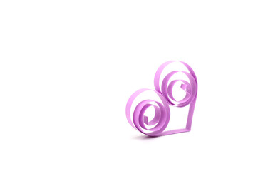 Wall Mural - singe quilling purple paper heart on white