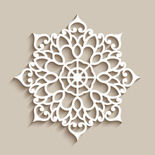 Lace Doily, Decorative Snowflake, Circle Mandala Ornament, Cutout Paper Round Pattern, Laser Cutting Template