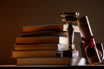 trophy and stalking books with low light
