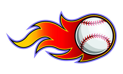 Wall Mural - vector illustration of baseball ball with simple flame shape. ideal for sticker, decal, sport logo a