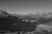 Swiss Alps: The Panoramic View From Muotas Muragl To The Glacier Lakes In The Upper Engadin