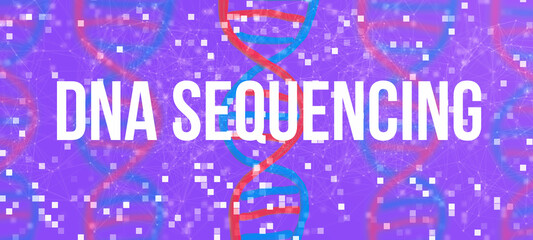 Wall Mural - DNA Sequencing theme with DNA and abstract network patterns