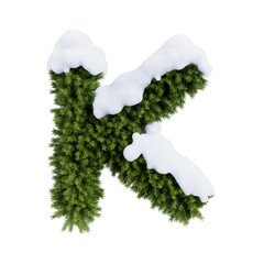 Canvas Print - Christmas tree letter K snow