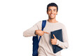 © Krakenimages.com - Young african amercian man wearing student backpack holding binder smiling happy pointing with hand and finger