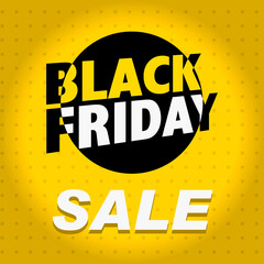 Black Friday eclipse. Yellow background and black circle. Vector.