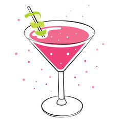 Canvas Print - Cosmopolitan cocktail - isolated vector illustration 