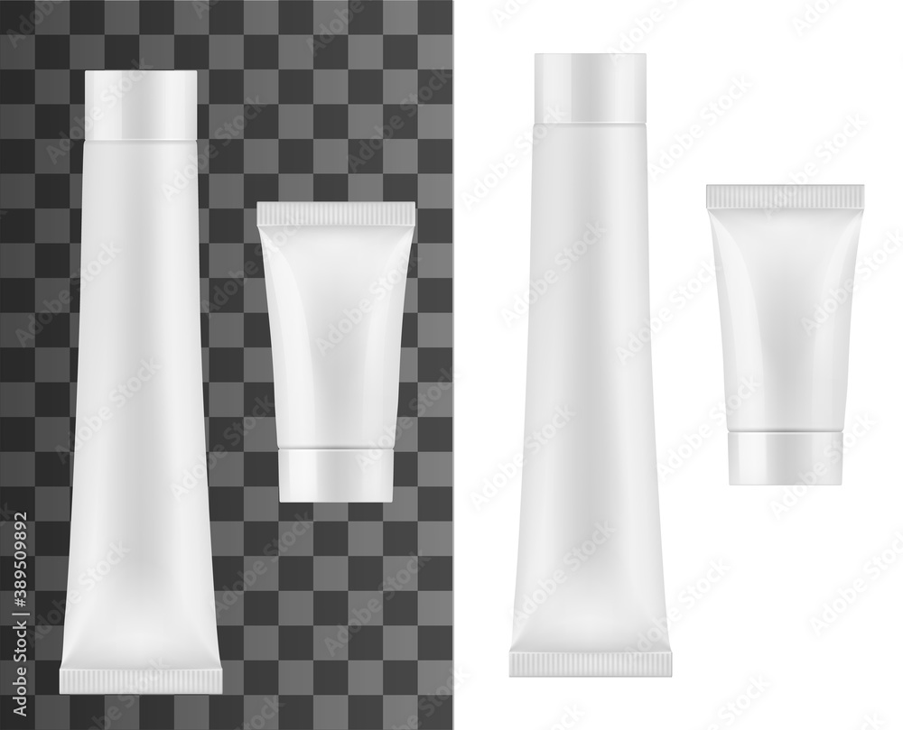 Tube for cream, cosmetics or toothpaste isolated vector mockup. White ...