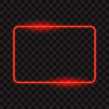 Red neon frame, isolated on transparent background, vector illustration.