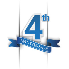 4th years anniversary logo, blue colored vector design on white background. template for Poster or brochure and invitation card.