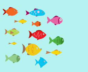 Wall Mural - Aquarium Fishes - set of vector icons