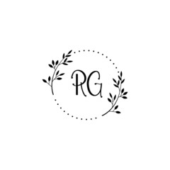 Initial RG Handwriting, Wedding Monogram Logo Design, Modern Minimalistic and Floral templates for Invitation cards	