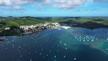 Large Aerial Back Traveling Over Le Marin Marina Martinique Largest Leisure Harbor Lesser Indies Yachts