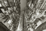 Fototapeta Nowy Jork - Old and new residential buildings in Hong Kong city at night