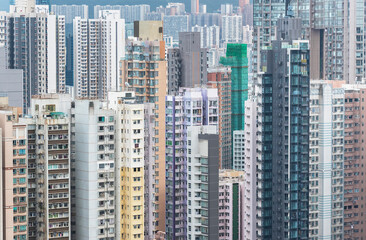  Exterior of high rise residential building in Hong Kong city