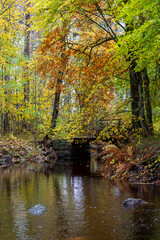  River landscape in autumn. Farnebofjarden national park in Sweden.