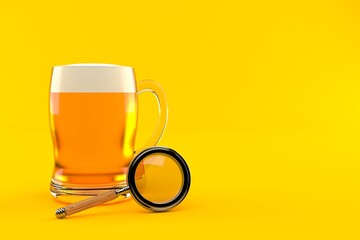 Canvas Print - Glass of beer with magnifying glass