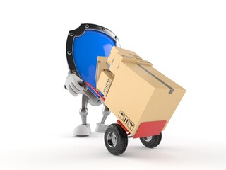 Sticker - Protective shield character with hand truck