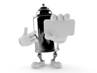 Canvas Print - Spray can character holding blank business card