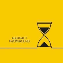 Hourglass Vector Icon. Black Clock On Yellow Background.
