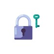 © alekseyvanin - Lock and key flat icon, vector sign, security lock colorful pictogram isolated on white. Symbol, logo illustration. Flat style design