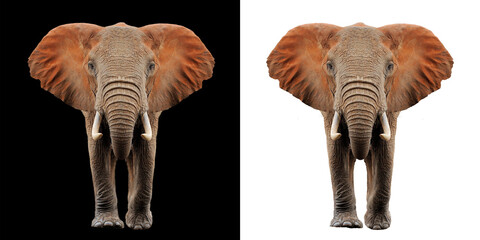 Elephant on two color background