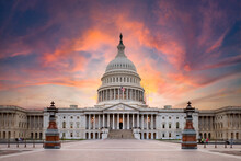 The United States Capitol Building In Washington DC, Sunrise