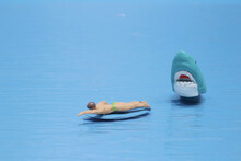 A Shark Eats Gauge Surfers Figure, Shark Attack.