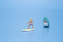 A Shark Eats Gauge Surfers Figure, Shark Attack.