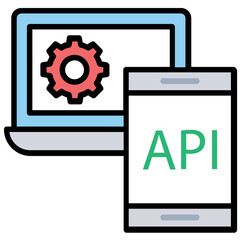 Wall Mural - application programming interface integration flat icon