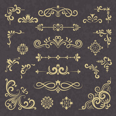 Wall Mural - vintage ornament. borders dividers ornate victorian style floral wedding cornice vector typography s
